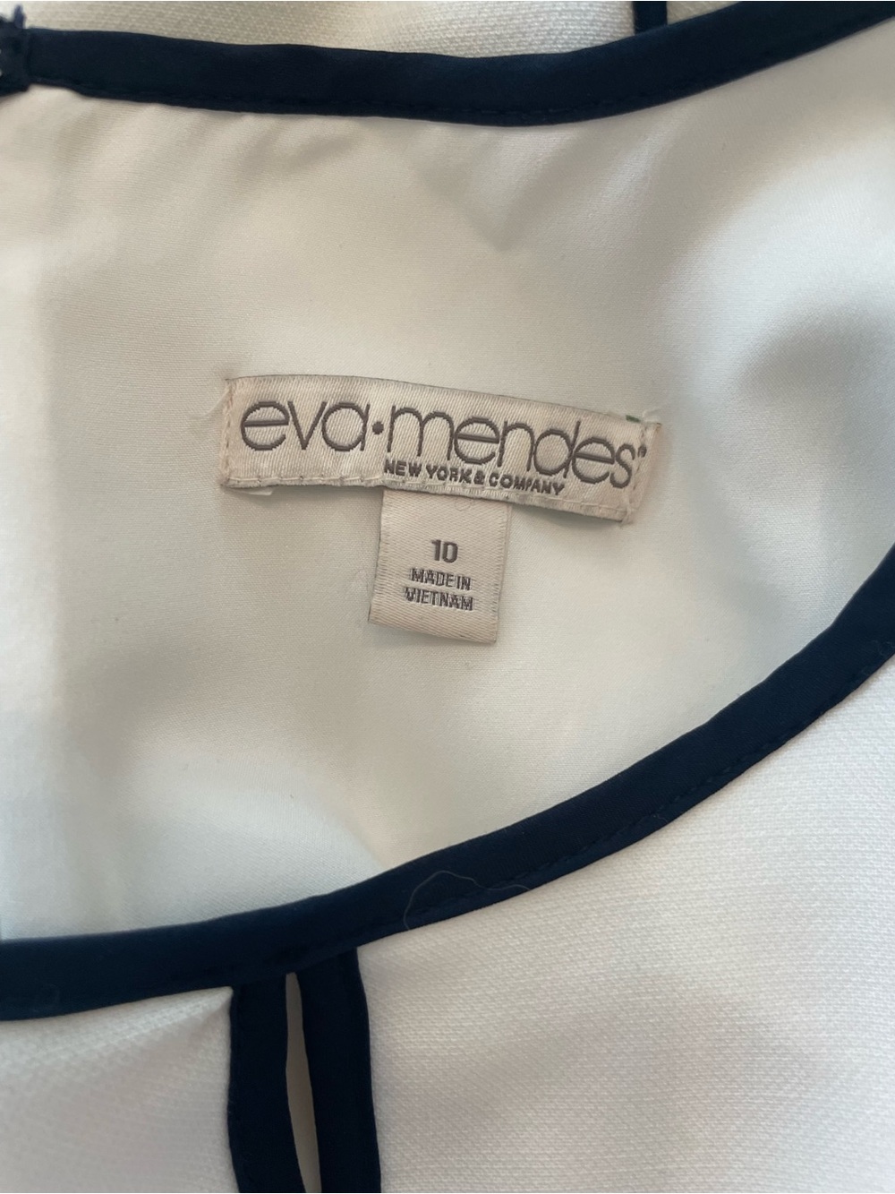 New York & Company White Midi Dress with Black Trim and Belt - Picture 5 of 6